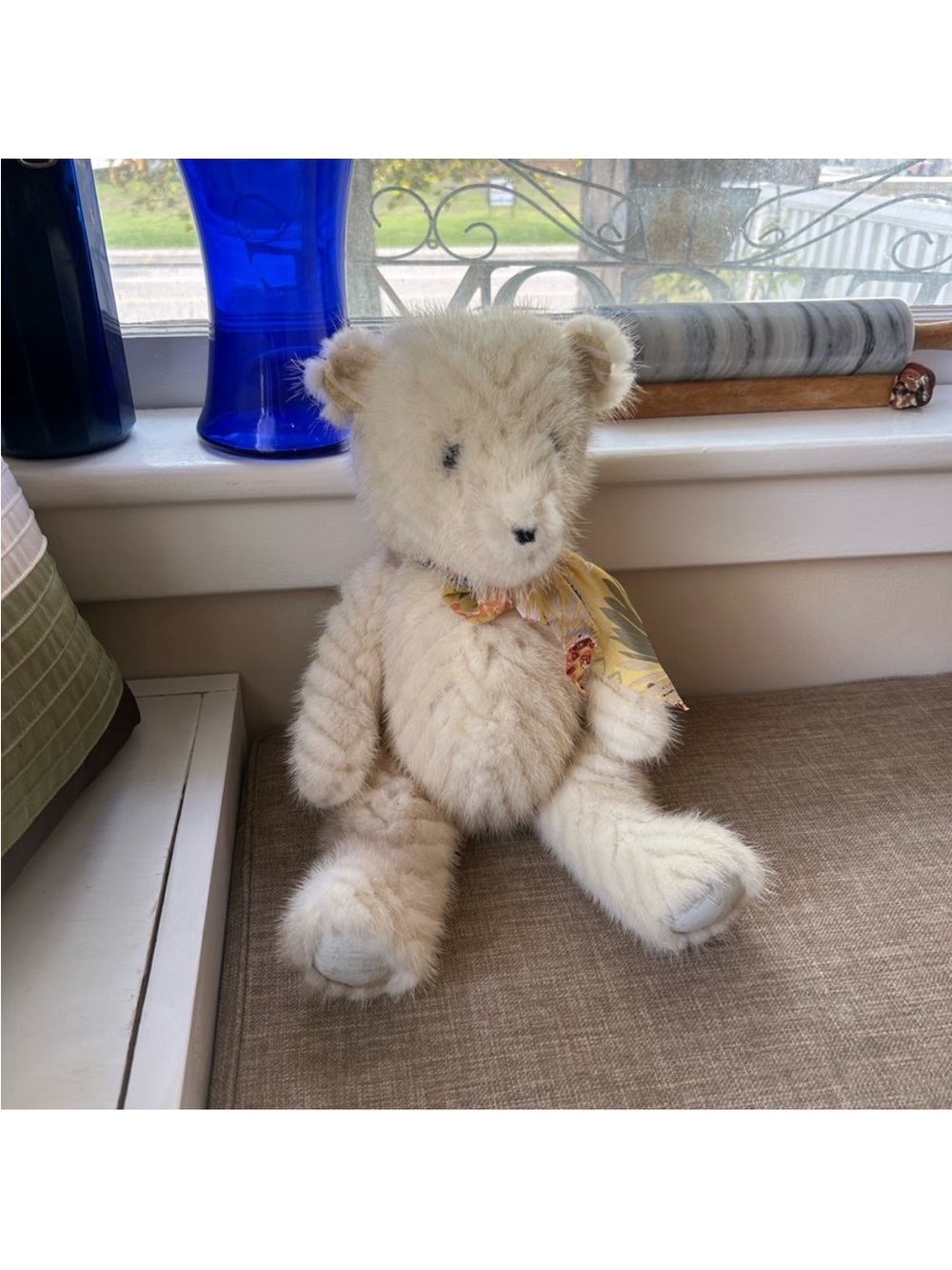 Gorgeous Vintage Mink Fur Teddy Bear - Large Size Cream